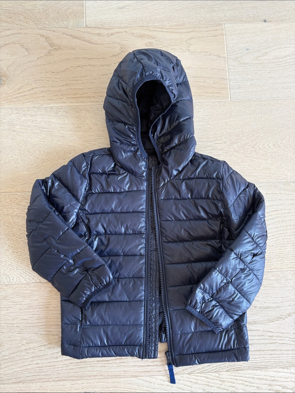 Primary Navy Hooded Puffer Jacket for Kids